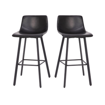 Flash Furniture Caleb Modern Armless 30 Inch Bar Height Commercial Grade Barstools w/ Footrests in Black LeatherSoft & Black Matte Iron Frames, Set of 2, Model# CH-212069-30-BK-GG