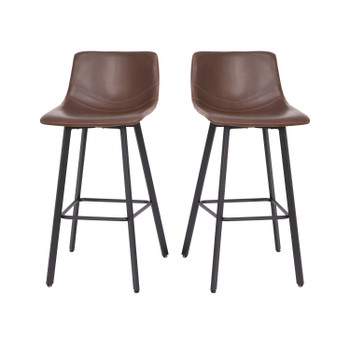 Flash Furniture Caleb Modern Armless 30 Inch Bar Height Commercial Grade Barstools w/ Footrests in Chocolate Brown LeatherSoft & Black Matte Iron Frames, Set of 2, Model# CH-212069-30-DKBR-GG