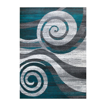 Flash Furniture Cirrus Collection 8' x 10' Turquoise Swirl Patterned Olefin Area Rug w/ Jute Backing for Entryway, Living Room, Bedroom, Model# OKR-RG1103-810-TQ-GG