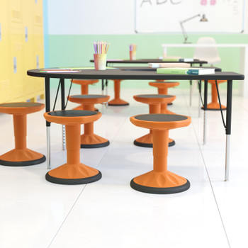 Flash Furniture Carter Adjustable Height Kids Flexible Active Stool for Classroom & Home w/ Non-Skid Bottom in Orange, 14" 18" Seat Height, Model# AY-9001S-OR-GG