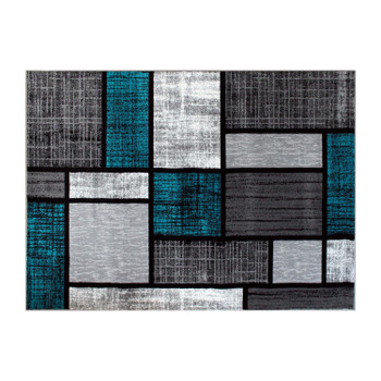 Flash Furniture Raven Collection 5' x 7' Turquoise Color Bricked Olefin Area Rug w/ Jute Backing for Entryway, Living Room, Bedroom, Model# OKR-RG1110-57-TQ-GG