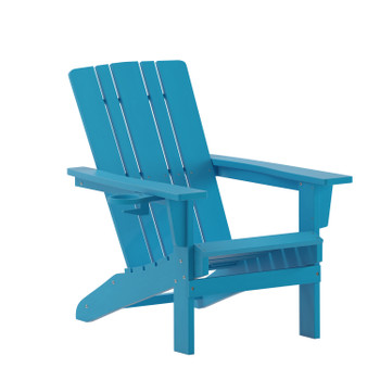 Flash Furniture Halifax Adirondack Chair w/ Cup Holder, Weather Resistant HDPE Adirondack Chair in Blue, Model# LE-HMP-1045-10-BL-GG