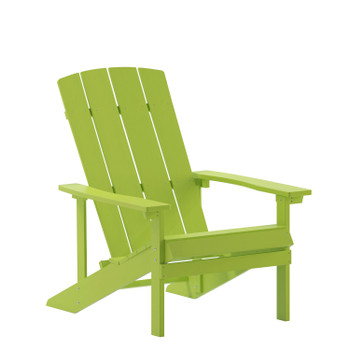Flash Furniture Charlestown Commercial Grade Indoor/Outdoor Adirondack Chair, Weather Resistant Durable Poly Resin Deck & Patio Seating, Lime Green, Model# JJ-C14501-LM-GG