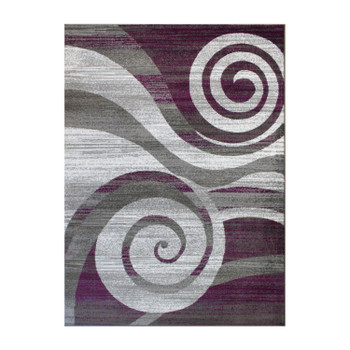 Flash Furniture Cirrus Collection 6' x 9' Purple Swirl Patterned Olefin Area Rug w/ Jute Backing for Entryway, Living Room, Bedroom, Model# OKR-RG1103-69-PU-GG