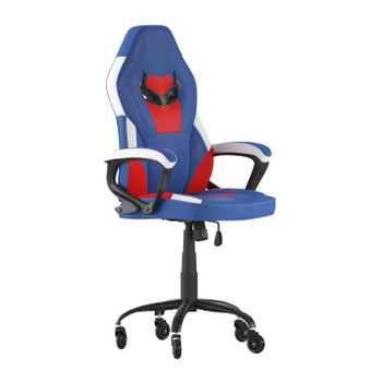 Flash Furniture Stone Ergonomic PC Office Computer Chair Adjustable Red & Blue Designer Gaming Chair 360° Swivel Transparent Roller Wheels, Model# UL-A075-BL-RLB-GG