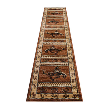 Flash Furniture Hoytt Collection Brown 2' x 11' Bucking Bronco Cowboy Area Rug w/ Jute Backing for Indoor Use, Model# ACD-RGL370-211-BN-GG