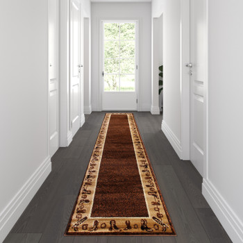 Flash Furniture Williams Collection 2' x 11' Brown Western Inspired Runner Area Rug for Indoor Use, Model# ACD-RGL375-211-BN-GG