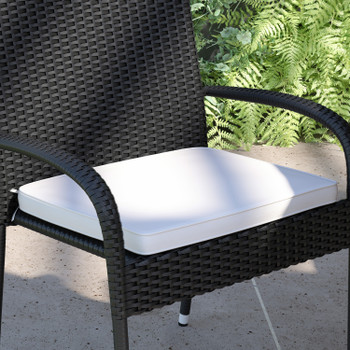 Flash Furniture McIntosh Outdoor Patio Chair Cushion, Weather-Resistant Removable Cover w/ 1.25" Comfort Foam Core w/ Ties 19"x18" Cream, Model# TW-3WCU001-CR-GG
