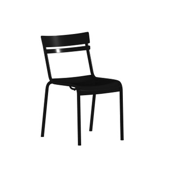 Flash Furniture Nash Commercial Grade Steel Stack Chair, Indoor-Outdoor Armless Chair w/ 2 Slat Back in Black, Model# XU-CH-10318-BK-GG