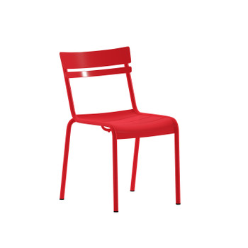 Flash Furniture Nash Commercial Grade Steel Stack Chair, Indoor-Outdoor Armless Chair w/ 2 Slat Back in Red, Model# XU-CH-10318-RED-GG