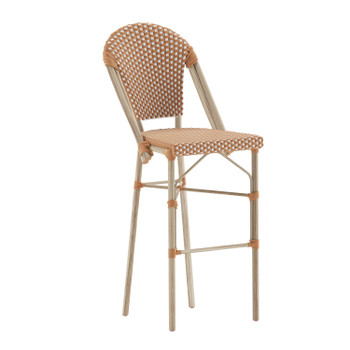 Flash Furniture Lourdes Stackable Indoor/Outdoor French Bistro 30" High Barstool, Commercial Grade, Natural/White & Light Natural Finish, Model# SDA-AD642001-F-BS-NATWH-LTNAT-GG