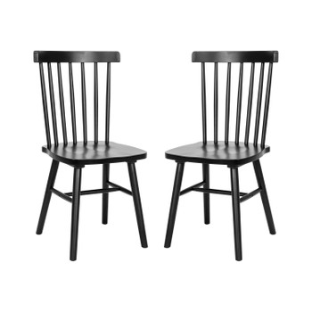 Flash Furniture Ingrid Set of 2 Commercial Grade Windsor Dining Chairs, Solid Wood Armless Spindle Back Restaurant Dining Chairs in Black, Model# ZH-8101WR-BK-2-GG