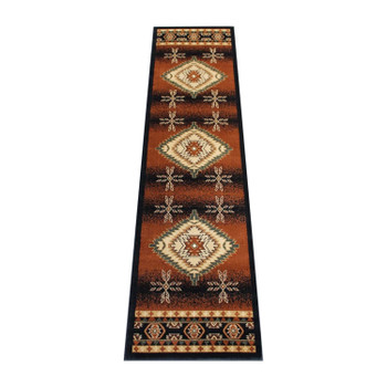 Flash Furniture Mirage Collection Southwestern Style 3' x 10' Brown Olefin Area Rug w/ Jute Backing for Entryway, Bedroom, Living Room, Model# NR-RG211-310-BK-GG