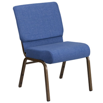 Flash Furniture HERCULES Series 21''W Stacking Church Chair in Blue Fabric Gold Vein Frame, Model# FD-CH0221-4-GV-BLUE-GG