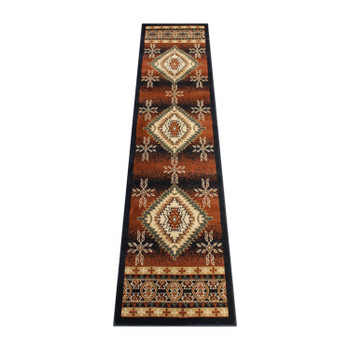 Flash Furniture Mirage Collection Southwestern Style 2' x 7' Brown Olefin Area Rug w/ Jute Backing for Entryway, Bedroom, Living Room, Model# NR-RG170-27-BK-GG