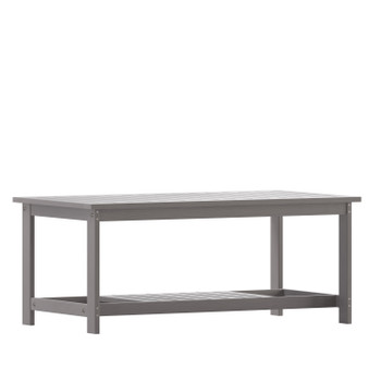 Flash Furniture Charlestown All-Weather Poly Resin Wood Two Tiered Commercial Grade Adirondack Slatted Coffee Conversation Table in Gray, Model# JJ-T14022-GY-GG