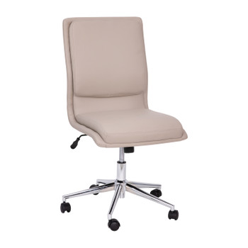 Flash Furniture Madigan Mid-Back Armless Swivel Task Office Chair w/ LeatherSoft & Adjustable Chrome Base, Taupe, Model# GO-21111-TAUPE-GG