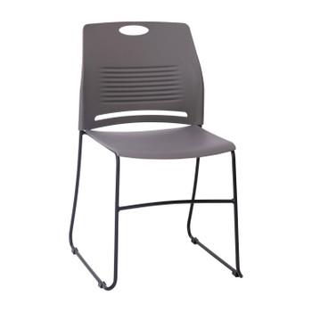 Flash Furniture HERCULES Series Commercial Grade 660 lb. Capacity Gray Plastic Stack Chair w/ Black Powder Coated Sled Base Frame & Integrated Carrying Handle, Model# RUT-NC499A-GY-GG