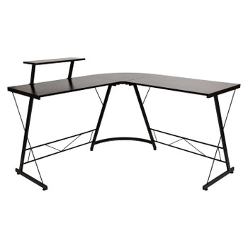 Flash Furniture Ginny L-Shaped Desk 71.5" Computer Corner Desk, Home Office Corner Desk, Gaming Desk, Space Saving, Easy to Assemble, Black/Black, Model# NAN-CD-22181-BK-BK-GG