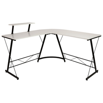 Flash Furniture Ginny L-Shaped Desk 71.5" Computer Corner Desk, Home Office Corner Desk, Gaming Desk, Space Saving, Easy to Assemble, White/Black, Model# NAN-CD-22181-WH-BK-GG