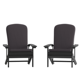 Flash Furniture Charlestown 2 PK Adirondack Slate Gray Chairs-Gray Cushions, Model# 2-JJ-C14501-CSNGY-SLT-GG