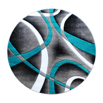 Flash Furniture Atlan Collection 4' x 4' Turquoise Round Abstract Area Rug, Model# KP-RG951-44-TQ-GG