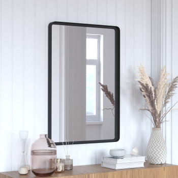 Flash Furniture Ava 24"x 36" Metal Deep Framed Wall Mirror Black, Model# HMHD-22M111YA-BLK-GG