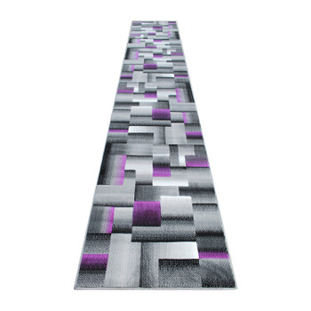 Flash Furniture Elio Collection 3' x 16' Purple Color Blocked Area Rug Olefin Rug w/ Jute Backing Entryway, Living Room, or Bedroom, Model# ACD-RGTRZ861-316-PU-GG