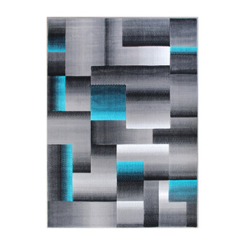 Flash Furniture Willow Collection Modern High-Low Pile Swirled 8' x 10' Turquoise Area Rug - Olefin Accent Rug - Entryway, Bedroom, Living Room