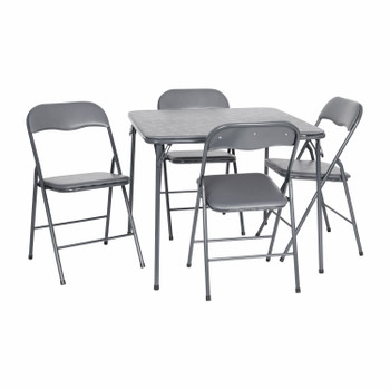 Flash Furniture Madison 5 Piece Gray Folding Card Table & Chair Set, Model# JB-1-GY-GG