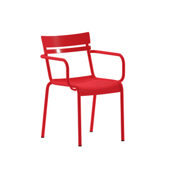 Flash Furniture Nash Commercial Grade Red Steel Indoor-Outdoor Stackable Chair w/ 2 Slats & Arms, Model# XU-CH-10318-ARM-RED-GG
