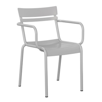 Flash Furniture Nash Commercial Grade Silver Steel Indoor-Outdoor Stackable Chair w/ 2 Slats & Arms, Model# XU-CH-10318-ARM-SIL-GG