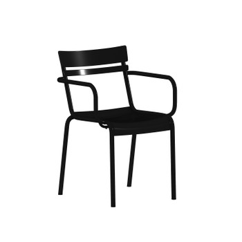 Flash Furniture Nash Commercial Grade Black Steel Indoor-Outdoor Stackable Chair w/ 2 Slats & Arms, Model# XU-CH-10318-ARM-BK-GG