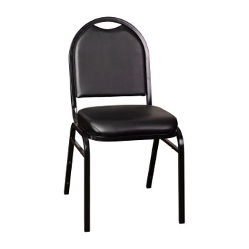 Flash Furniture HERCULES Series Commercial Grade 500 LB. Capacity Dome Back Stacking Banquet Chair in Black Vinyl w/ Black Metal Frame, Model# NG-ZG10006-BK-BK-GG