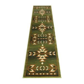 Flash Furniture Lodi Collection Southwestern 2' x 7' Green Area Rug Olefin Rug w/ Jute Backing for Hallway, Entryway, Bedroom, Living Room, Model# OKR-RG1113-27-GN-GG