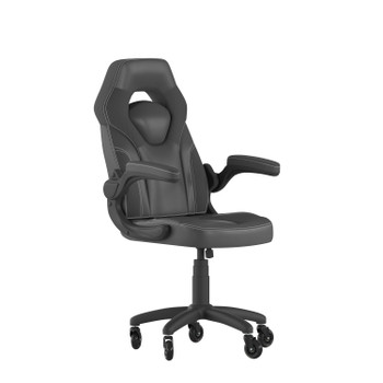 Flash Furniture X10 Gaming Chair Racing Office Computer PC Adjustable Chair w/ Flip-up Arms & Transparent Roller Wheels, Black LeatherSoft, Model# CH-00095-BK-RLB-GG
