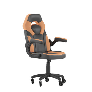 Flash Furniture X10 Gaming Chair Racing Office Computer PC Adjustable Chair w/ Flip-up Arms & Transparent Roller Wheels, Orange/Black LeatherSoft, Model# CH-00095-OR-RLB-GG