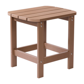Flash Furniture Charlestown All-Weather Poly Resin Wood Commercial Grade Adirondack Side Table in Natural Cedar, Model# JJ-T14001-BR-GG