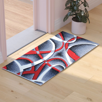 Flash Furniture Atlan Collection 2' x 3' Red Abstract Area Rug, Model# KP-RG951-23-RD-GG