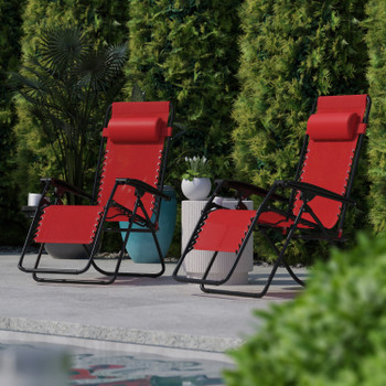 Flash Furniture Celestial 2 PK Red Zero Gravity Lounge Chair, Model# 2-GM-103122SS-RD-GG