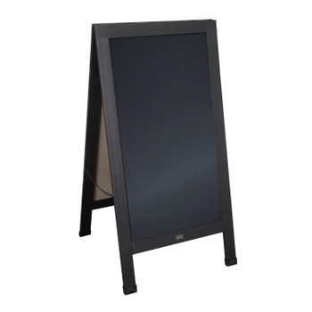 Flash Furniture Canterbury Black 48x24 Vintage Wooden A-Frame Indoor/Outdoor A-Frame Magnetic Chalkboard Sign Set w/ 8 Chalk Markers, 10 Stencils, 2 Magnets, Model# HGWA-CB-4824-BLK-GG