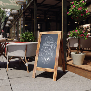 Flash Furniture Canterbury 40" x 20" Vintage Wooden A-Frame Magnetic Indoor/Outdoor Chalkboard Sign, Freestanding Double Sided Extra Large Message Board, Rustic Brown, Model# HGWA-GDIS-CRE8-442315-GG