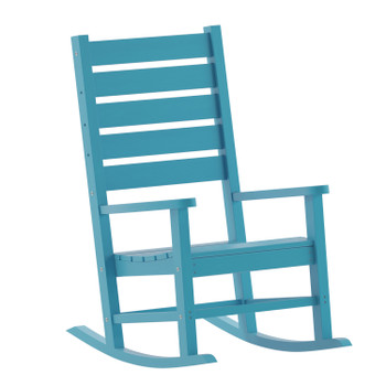 Flash Furniture Manchester Contemporary Rocking Chair, All-Weather HDPE Indoor/Outdoor Rocker in Blue, Model# LE-HMP-2002-110-BL-GG