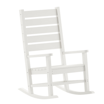 Flash Furniture Manchester Contemporary Rocking Chair, All-Weather HDPE Indoor/Outdoor Rocker in White, Model# LE-HMP-2002-110-WT-GG