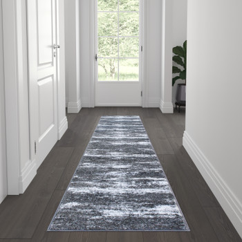 Flash Furniture Marian Collection 2' x 7' Distressed Gray Olefin Area Rug w/ Jute Backing for Entryway, Living Room, Bedroom, Model# OKR-RG1102-27-GY-GG