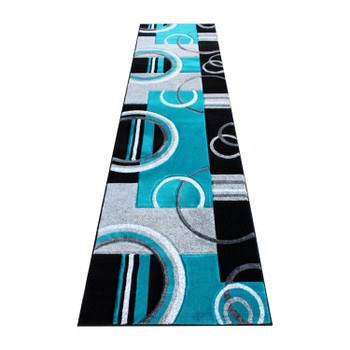 Flash Furniture Audra Collection 3' x 10' Turquoise Abstract Area Rug, Model# KP-RG953-310-TQ-GG