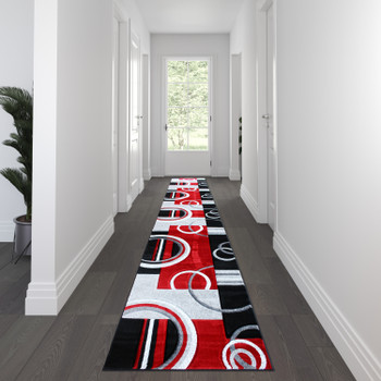 Flash Furniture Audra Collection 3' x 16' Red Abstract Area Rug, Model# KP-RG953-316-RD-GG
