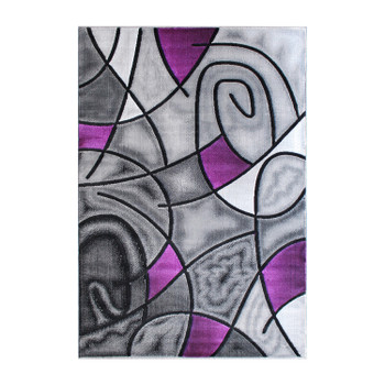 Flash Furniture Jubilee Collection 8' x 10' Purple Abstract Area Rug Olefin Rug w/ Jute Backing Living Room, Bedroom, & Family Room, Model# ACD-RGTRZ860-810-PU-GG