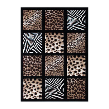 Flash Furniture Menagerie Collection 5' x 7' Modern Animal Print Olefin Area Rug w/ Cheetah, Leopard, Zebra & Giraffe Design Raised Squares, Model# ACD-RGYHPU-57-BK-GG