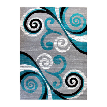 Flash Furniture Valli Collection 8' x 10' Turquoise Abstract Area Rug Olefin Rug w/ Jute Backing Hallway, Entryway, Bedroom, Living Room, Model# OKR-RG1100-810-TQ-GG